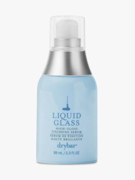 Drybar Liquid Glass High-Gloss Finishing Serum in branded component on a light gray background