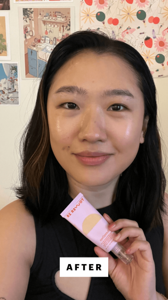 Selfie of Han after applying the SunnyDays SPF 30 Tinted Sunscreen