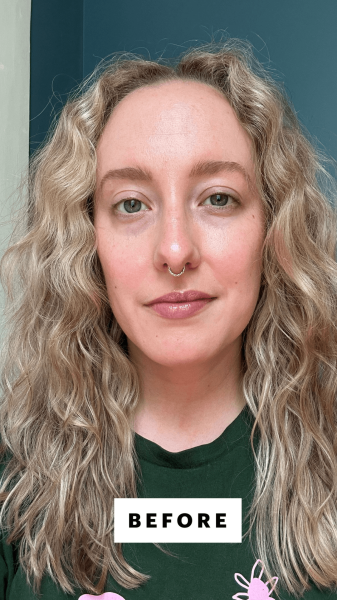 Allure content director Kara McGrath before applying the Swipe AllOver Hydrating Serum Concealer