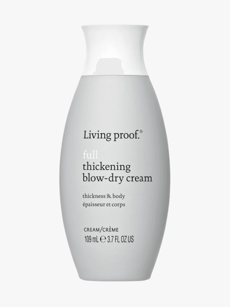 Living Proof Full Thickening Blow-Dry Cream on light gray background