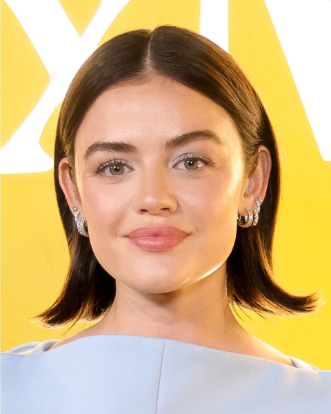 Lucy Hale with a sleek straight bell bob.