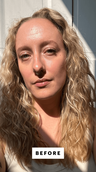 Selfie of McGrath before applying the Bronzino Illuminating Bronzer